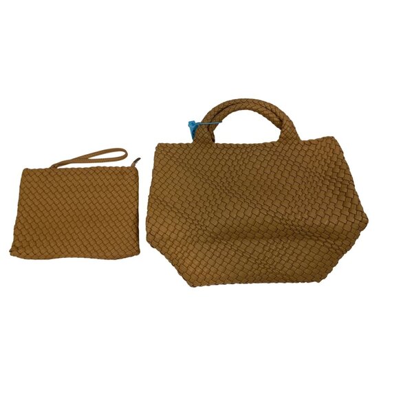 NWT Woven Tote Shoulder Handbag - with zipper purse - Large Travel Tote - Picture 1 of 10
